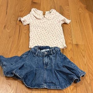 Cherry top and jean skirt
